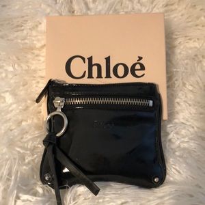 Chloe’ Black Faux Patent Leather Change Purse